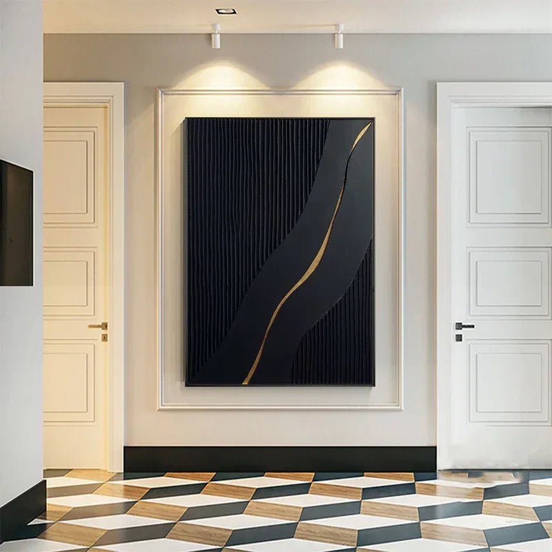 Golden Flow-Modern Minimalist 3D Golden Streamlined Texture Wall Art
