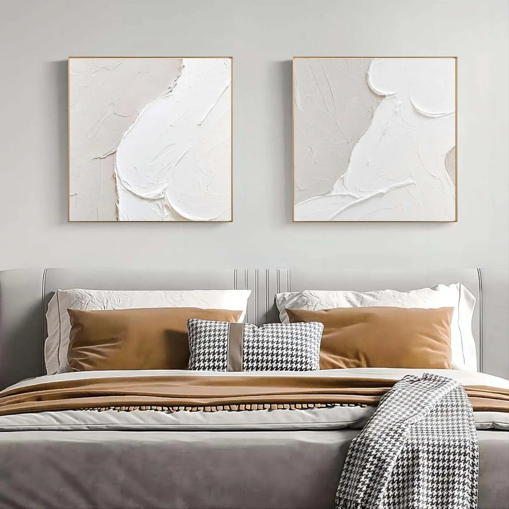 Abstract Whispers Diptych Set Of 2-Modern Minimalist Three-Dimensional Abstract Wall Art