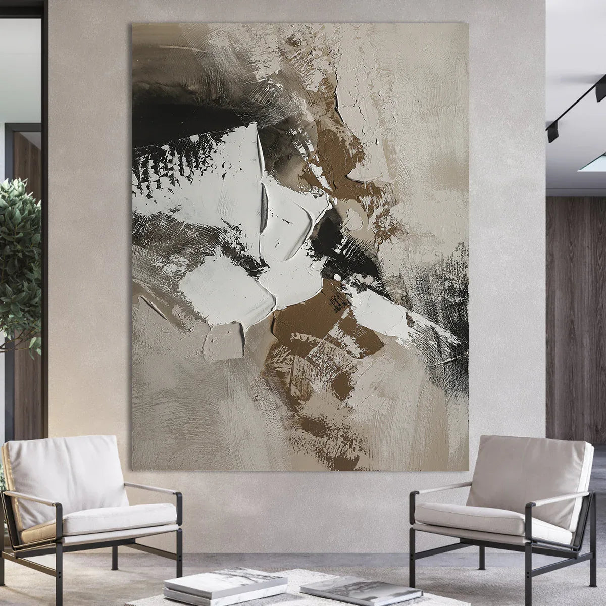 Earthbound Harmony abstract textured-Modern Abstract Earth Color Thick Painted Wall Art