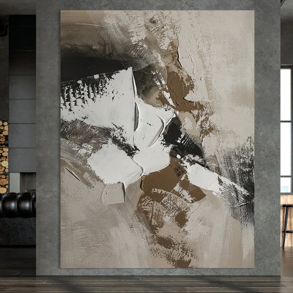 Earthbound Harmony abstract textured-Modern Abstract Earth Color Thick Painted Wall Art