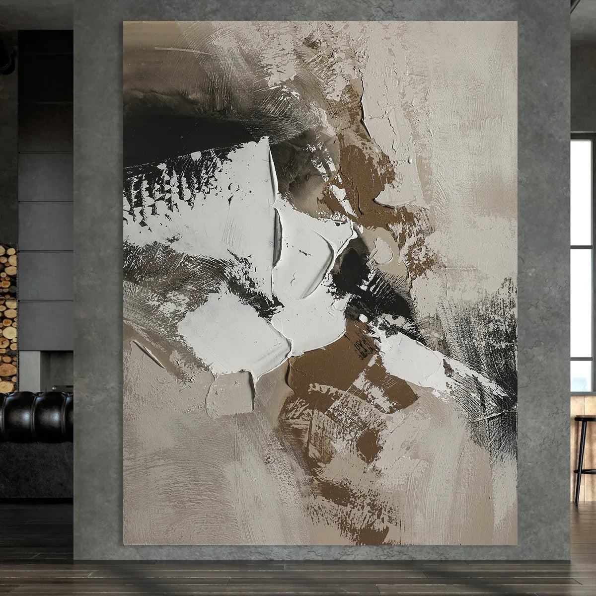 Earthbound Harmony abstract textured-Modern Abstract Earth Color Thick Painted Wall Art