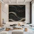 Obsidian Current – Large Textured Modern Abstract Wall Art#AB14148