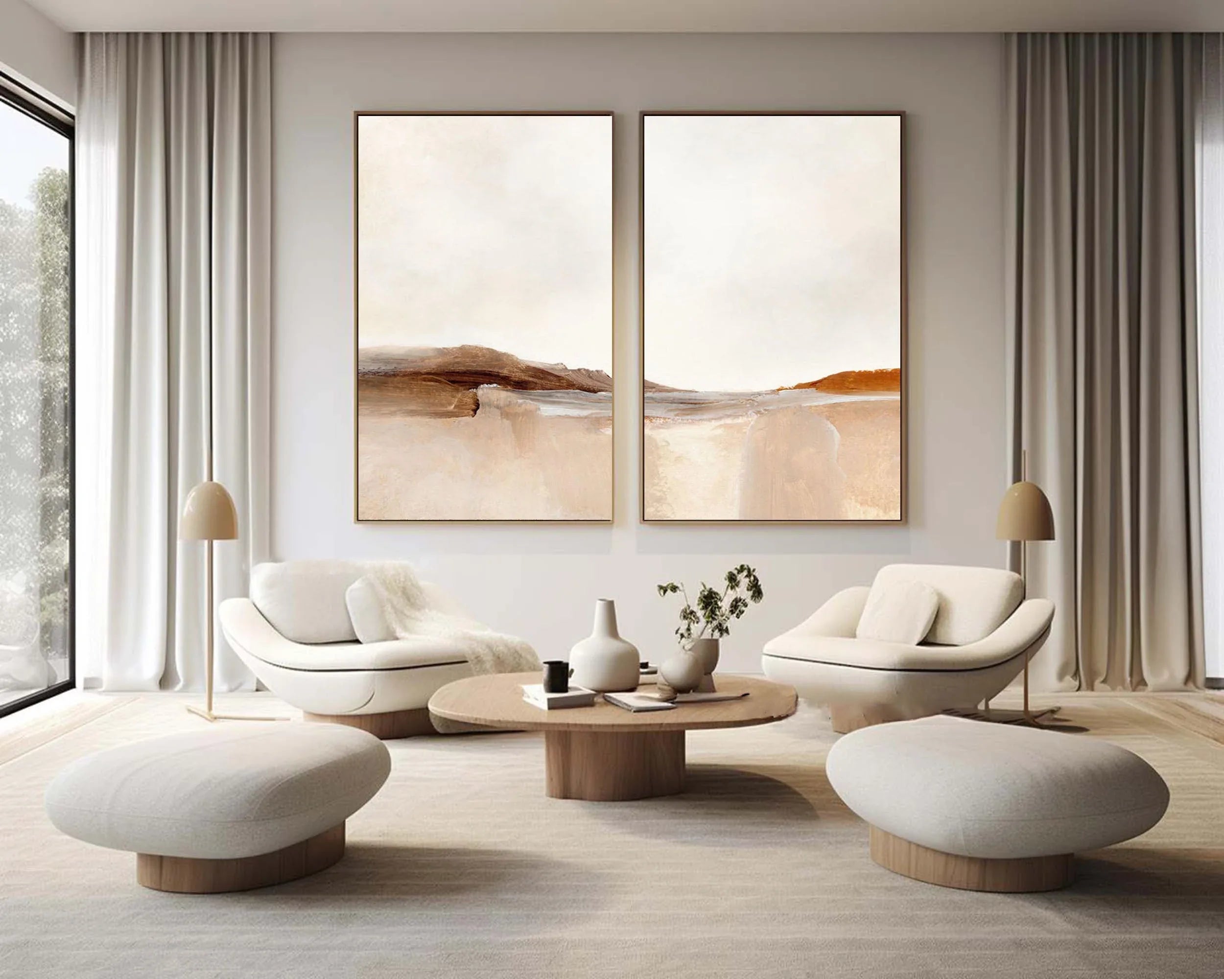 Desert Serenity- Abstract Landscape Canvas Duo SET OF 2