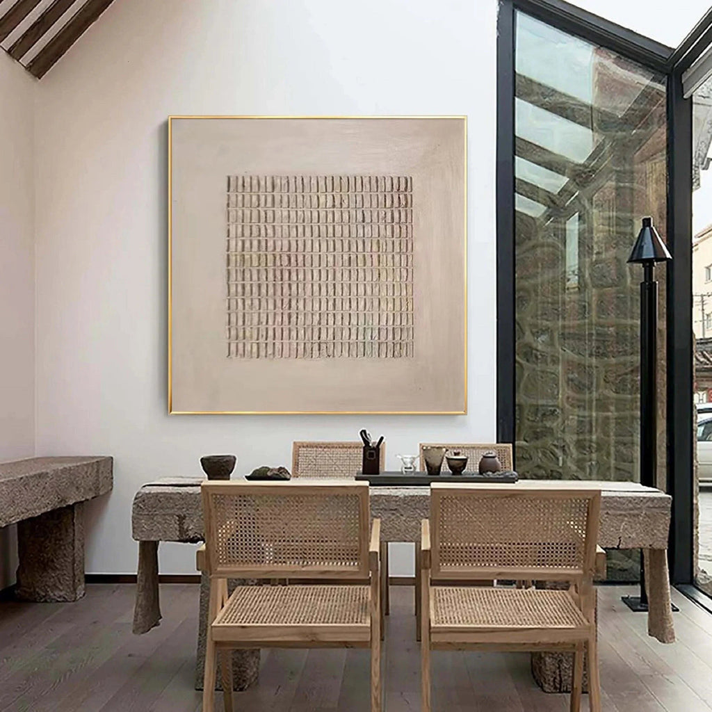 Grid Pulse-Modern Minimalist Texture Grid Wall Art With Subtle Depth#WB11001