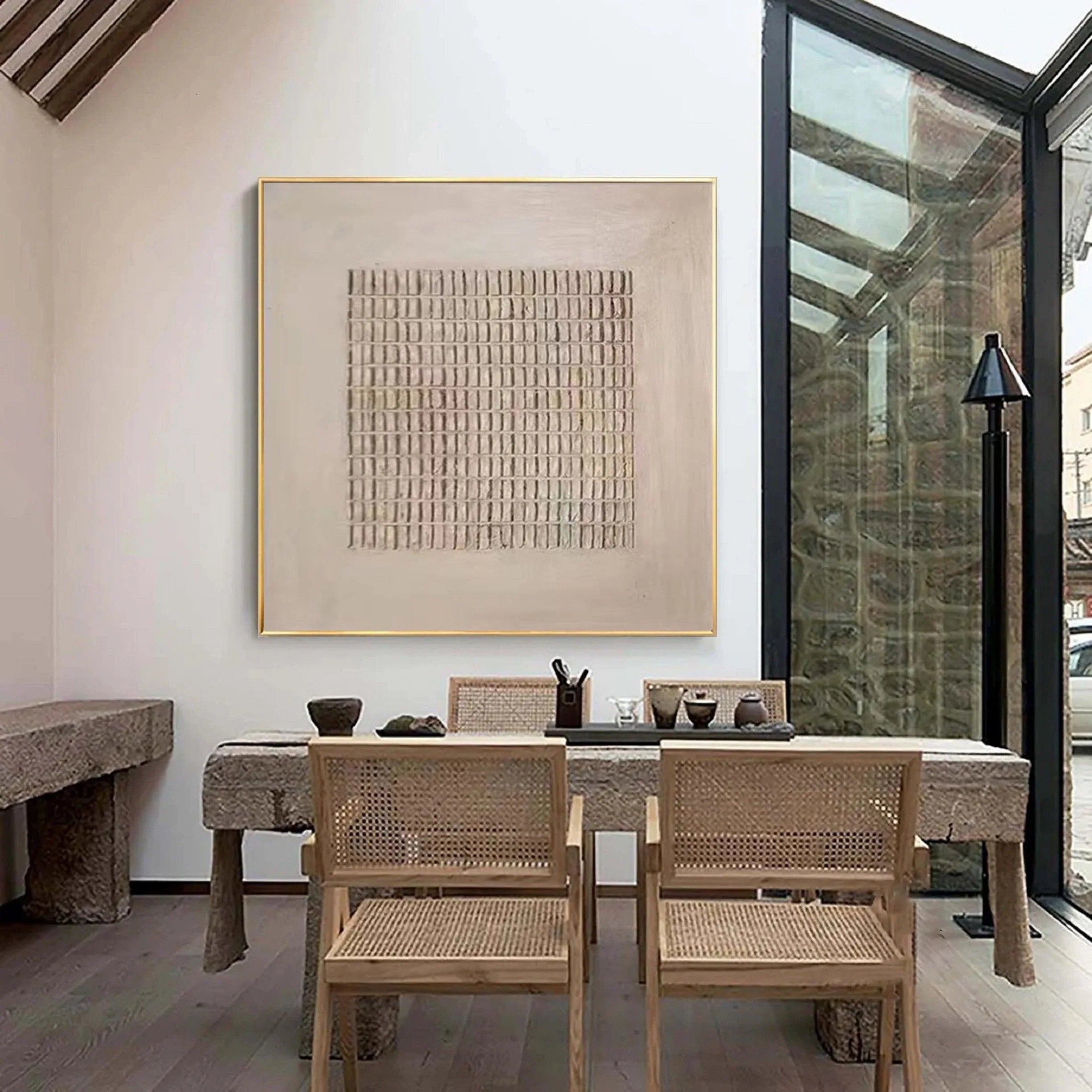Grid Pulse-Modern Minimalist Texture Grid Wall Art With Subtle Depth#WB11001
