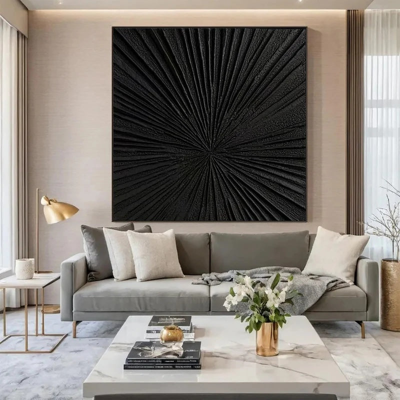 Eclipse Origin – Large Black Textured Abstract Wall Art#AB14149