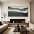 Path of Serenity-Hand Drawn Flowing Green and White Outline Abstract Texture Wall Art