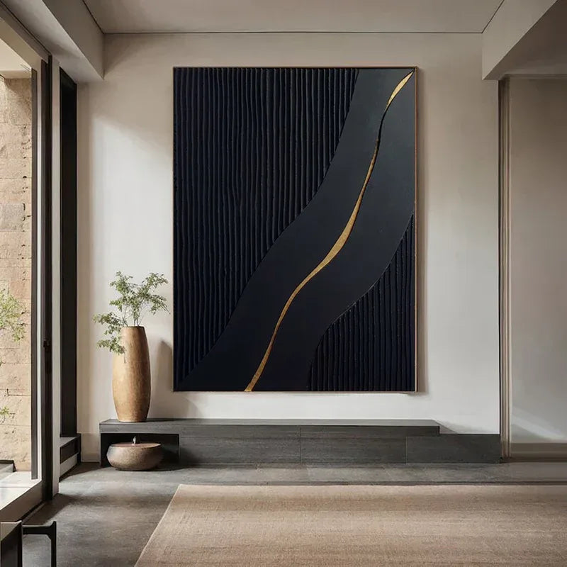 Golden Flow-Modern Minimalist 3D Golden Streamlined Texture Wall Art