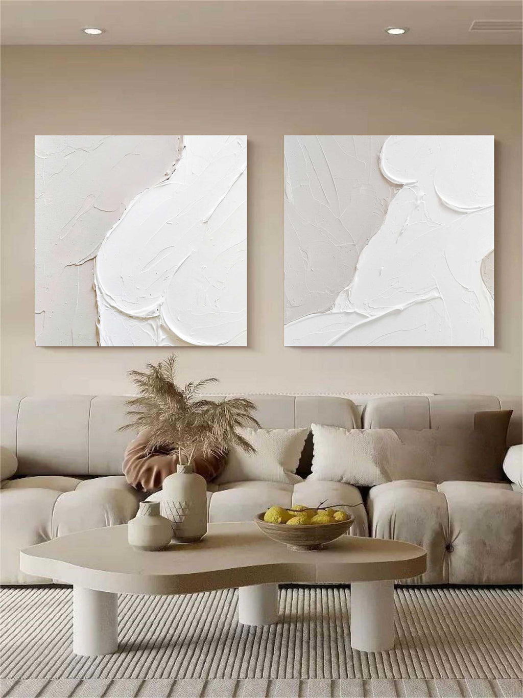 Abstract Whispers Diptych Set Of 2-Modern Minimalist Three-Dimensional Abstract Wall Art