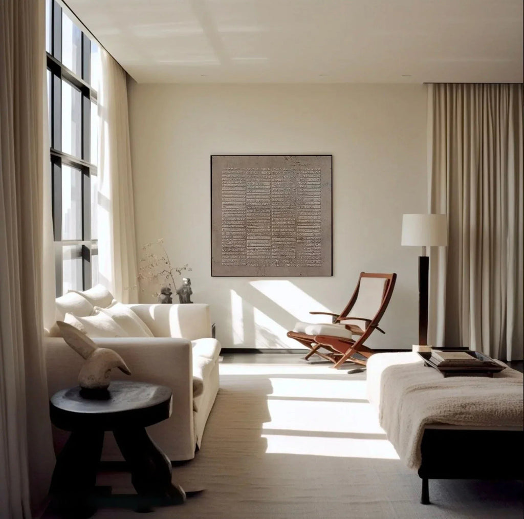 Serene Textures-Hand Drawn Light Brown Geometric Vertical Stripe Wall Art#WB11002