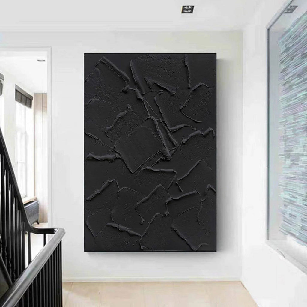 Shadow Layers-Minimalist pure black three-dimensional abstract wall art