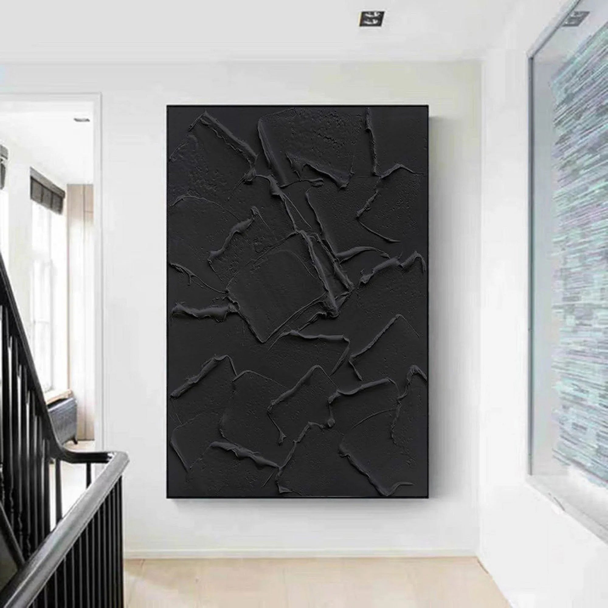 Shadow Layers-Minimalist pure black three-dimensional abstract wall art