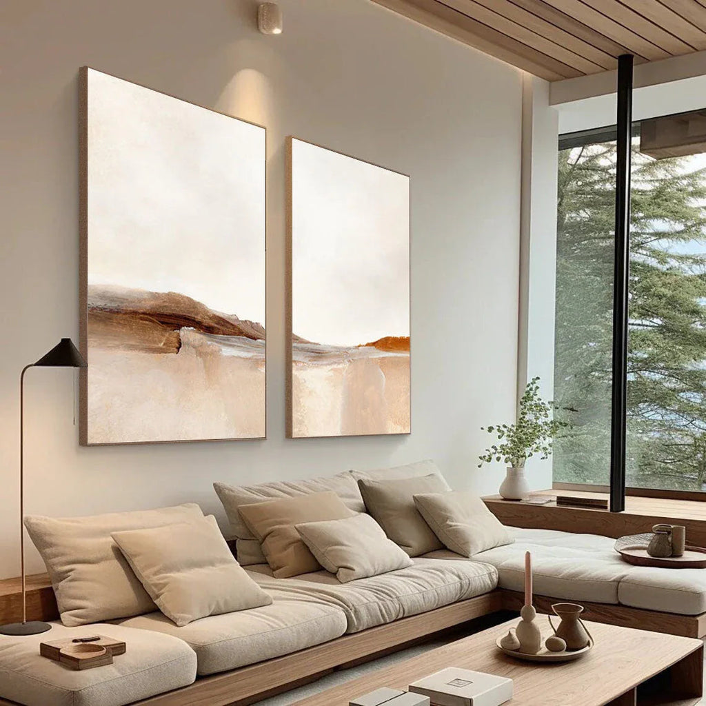 Desert Serenity- Abstract Landscape Canvas Duo SET OF 2