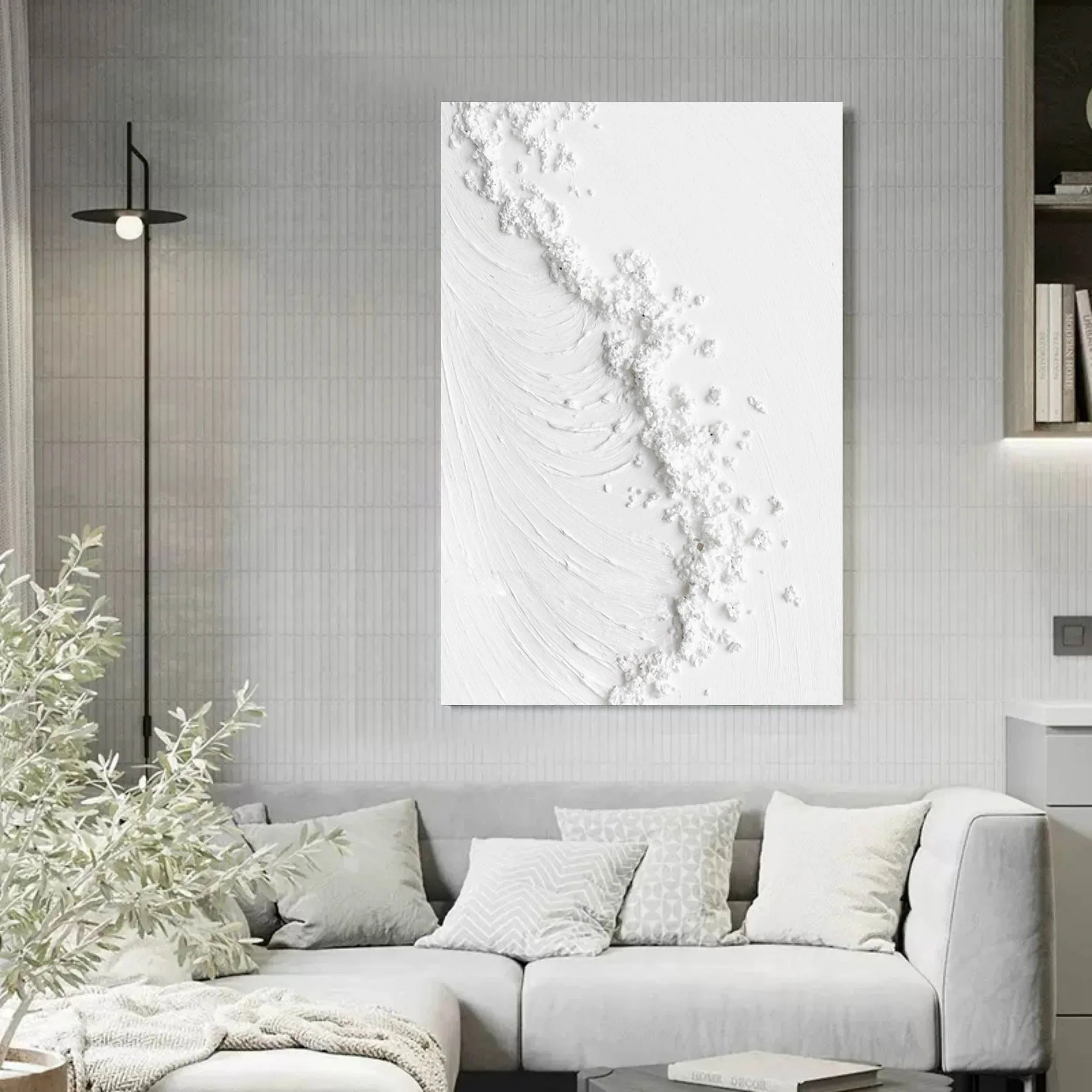 Frosted Harmony Drift-Modern Minimalist Flowing Wave Texture Wall Art