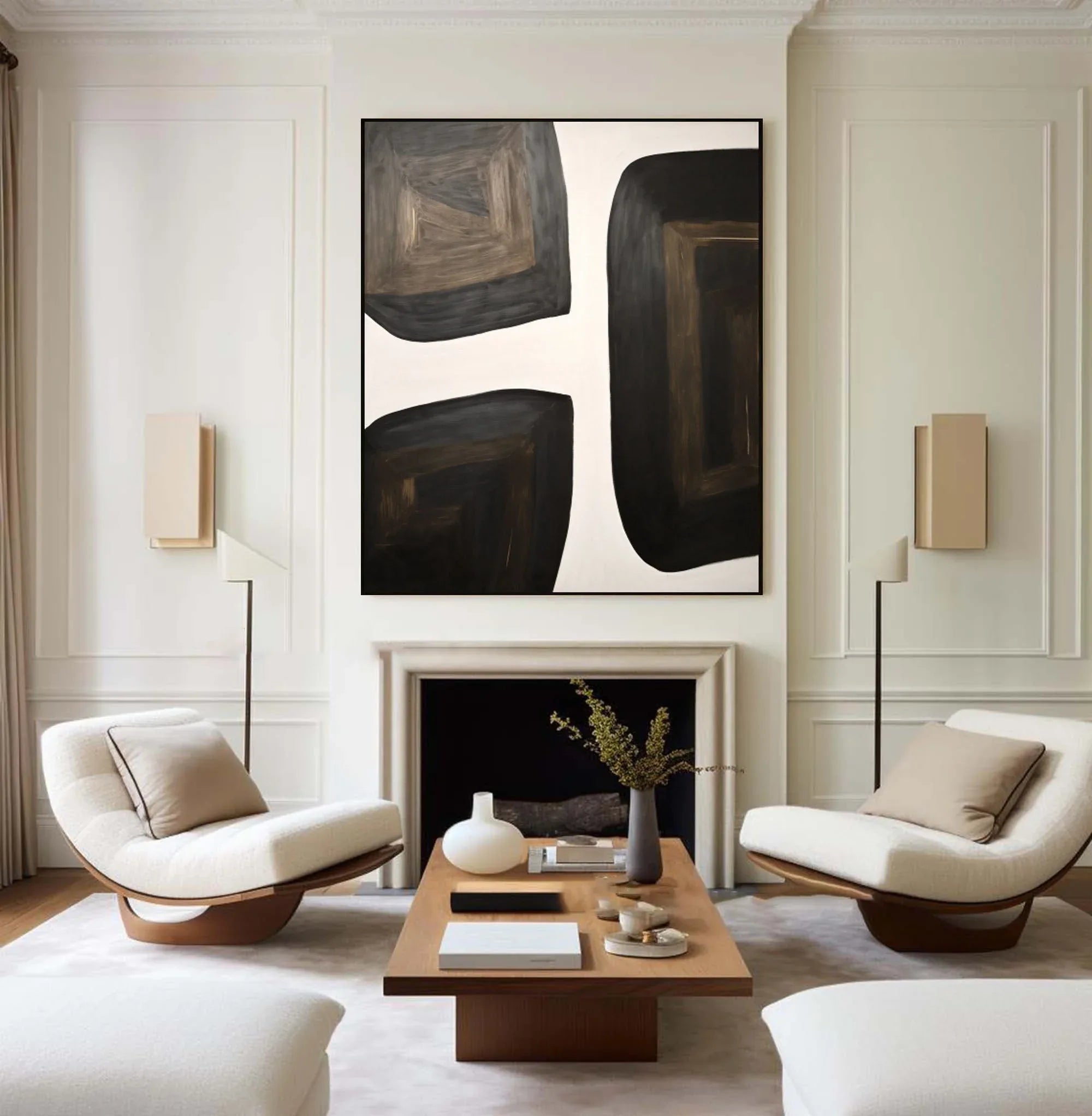 Shifting Horizons-Geometric Block Wabi Sabi Abstract Wall Art