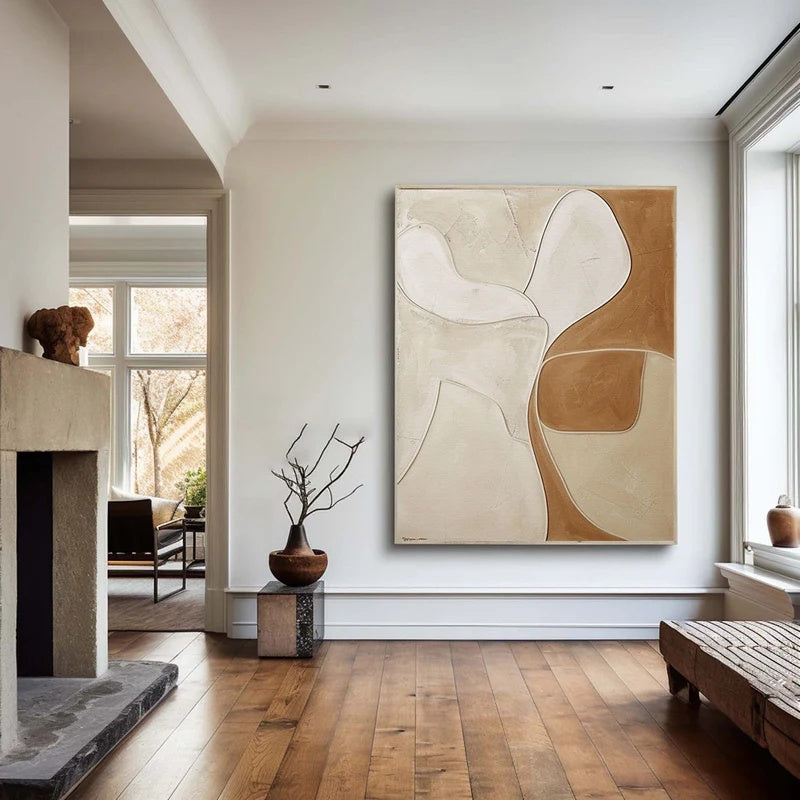 Soft Balance –Modern Minimalist Neutral Hand-Drawn Curved Geometric Wall Art