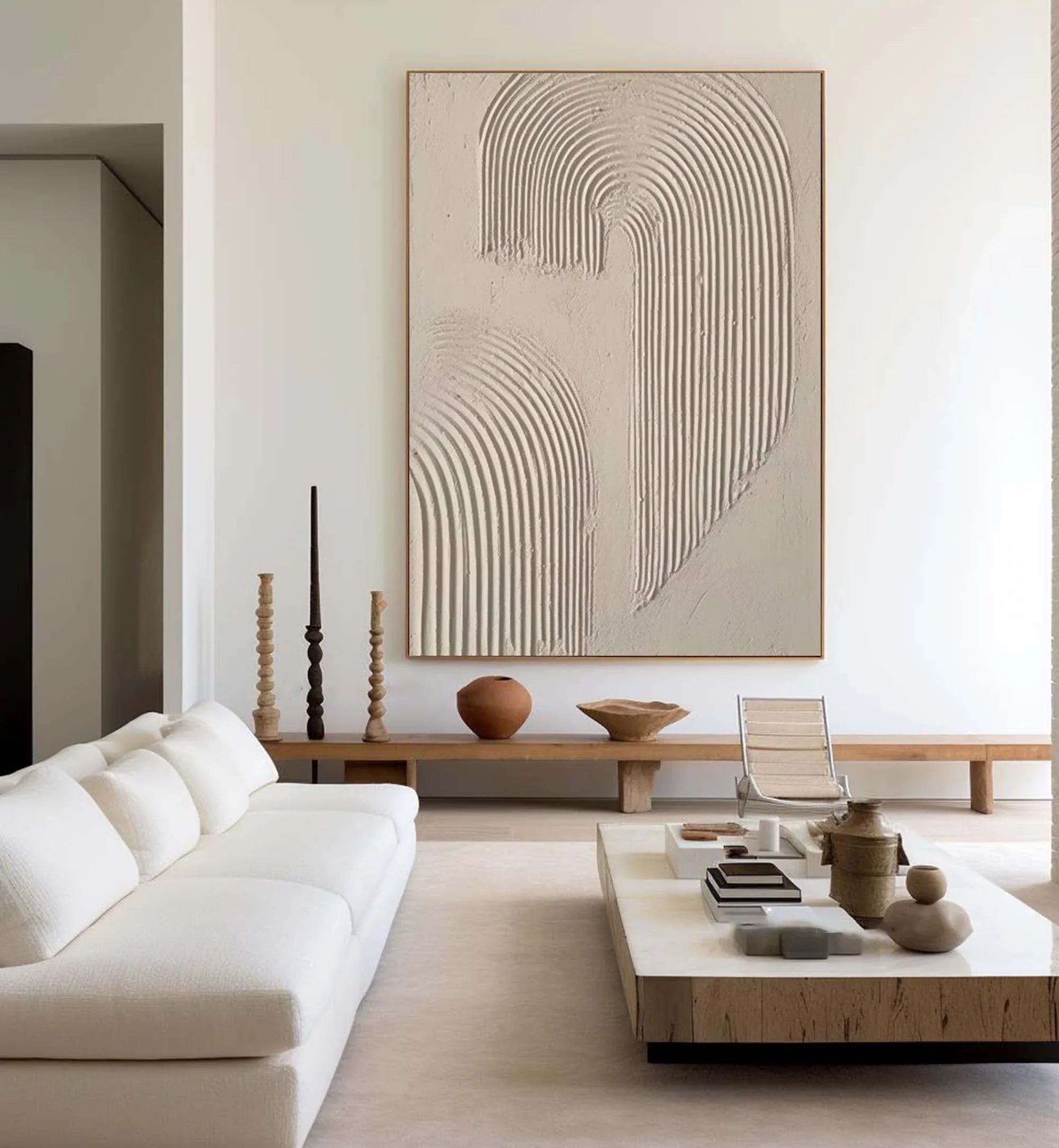 Abstract Arc Texture-Minimalist Textured Wall Art with Flowing Arches