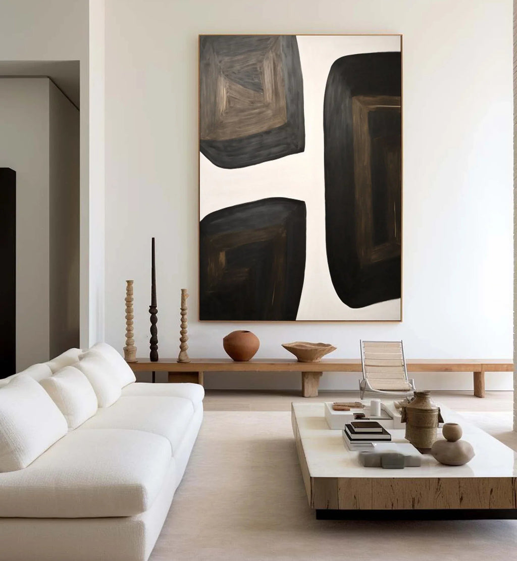Shifting Horizons-Geometric Block Wabi Sabi Abstract Wall Art