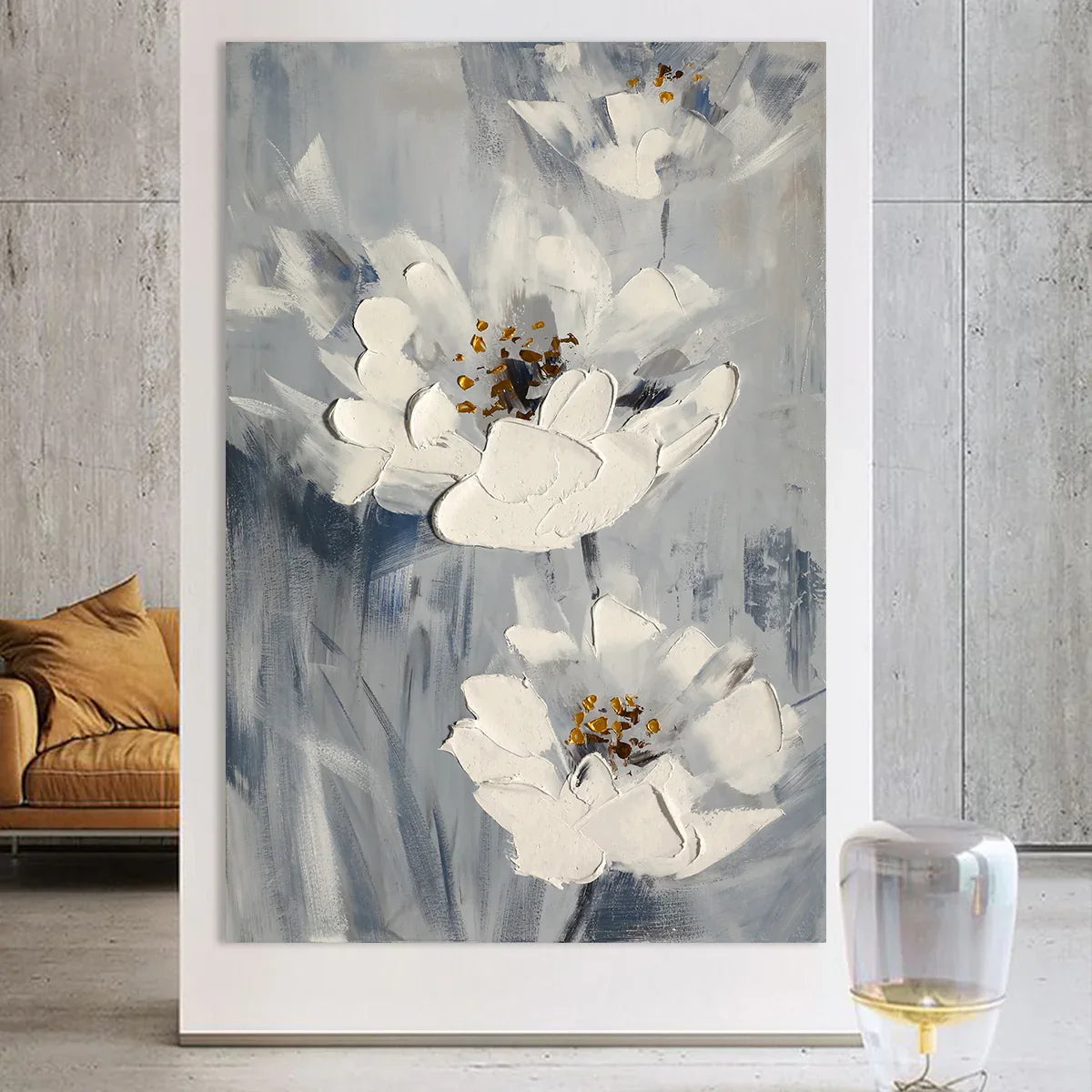 Serene Bloom Abstract Canvas-Hand Drawn Floral Texture Abstract Wall Art#FL10037