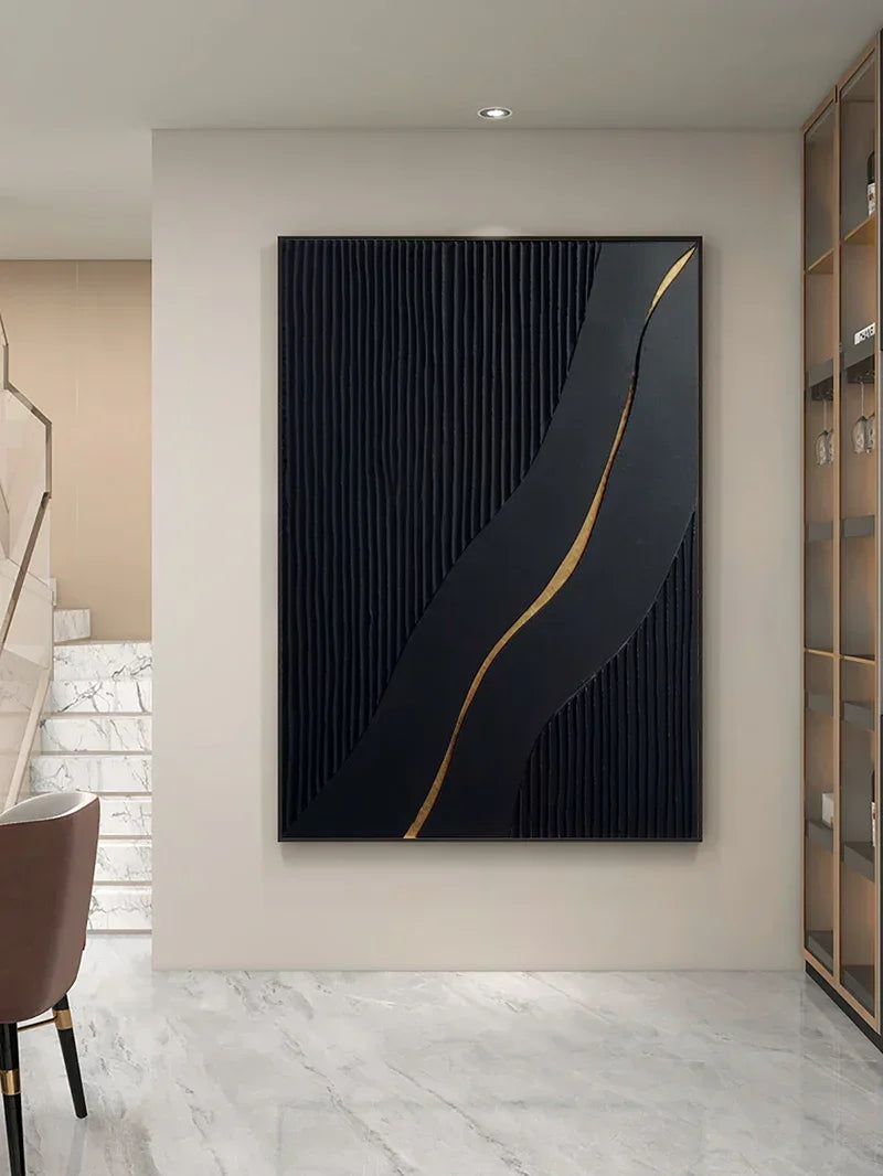 Golden Flow-Modern Minimalist 3D Golden Streamlined Texture Wall Art