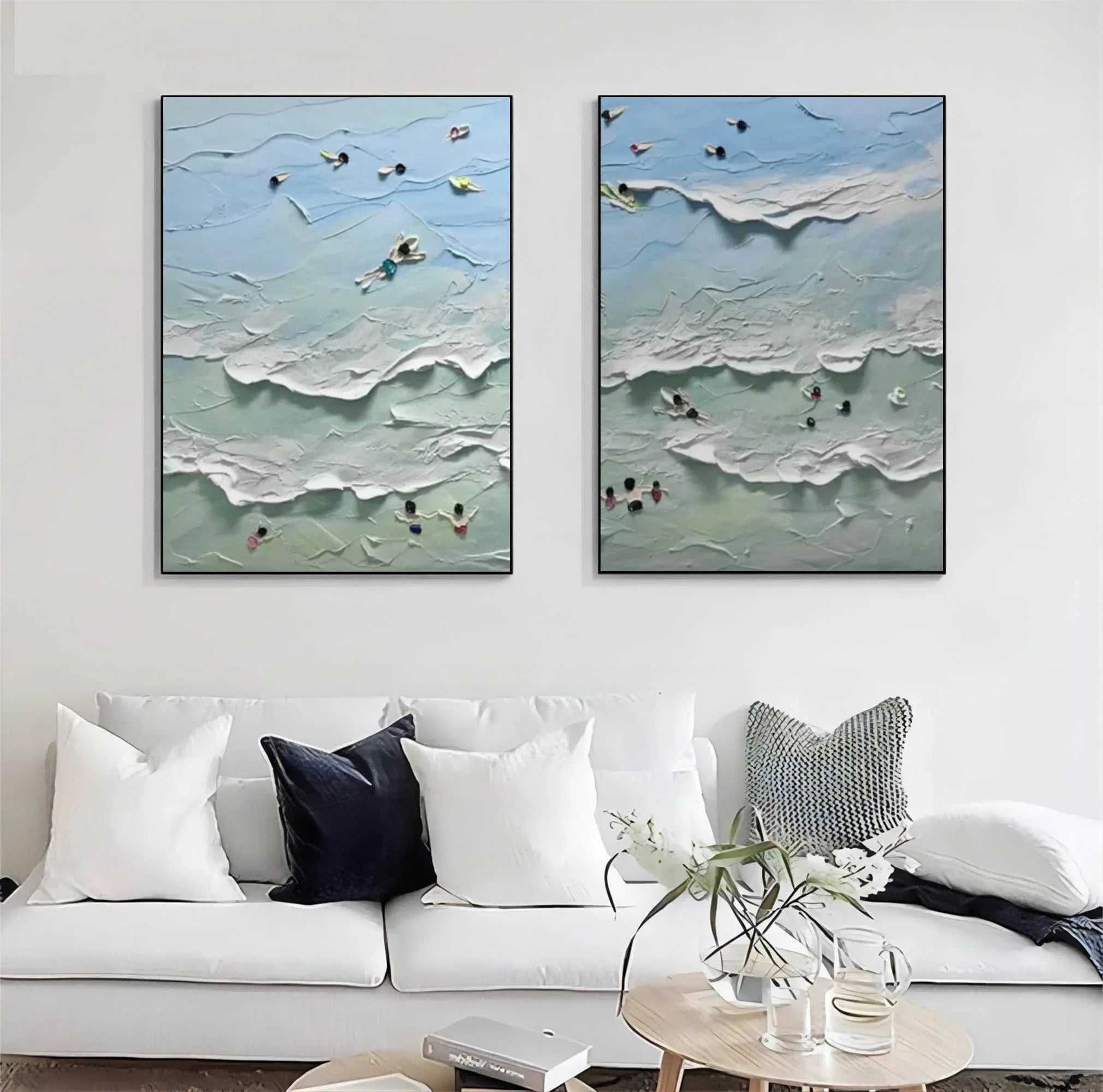 Ocean Serenity Diptych Art Set Of 2-Abstract Seaside Carnival Wall Art