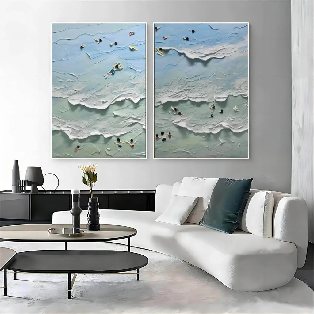 Ocean Serenity Diptych Art Set Of 2-Abstract Seaside Carnival Wall Art