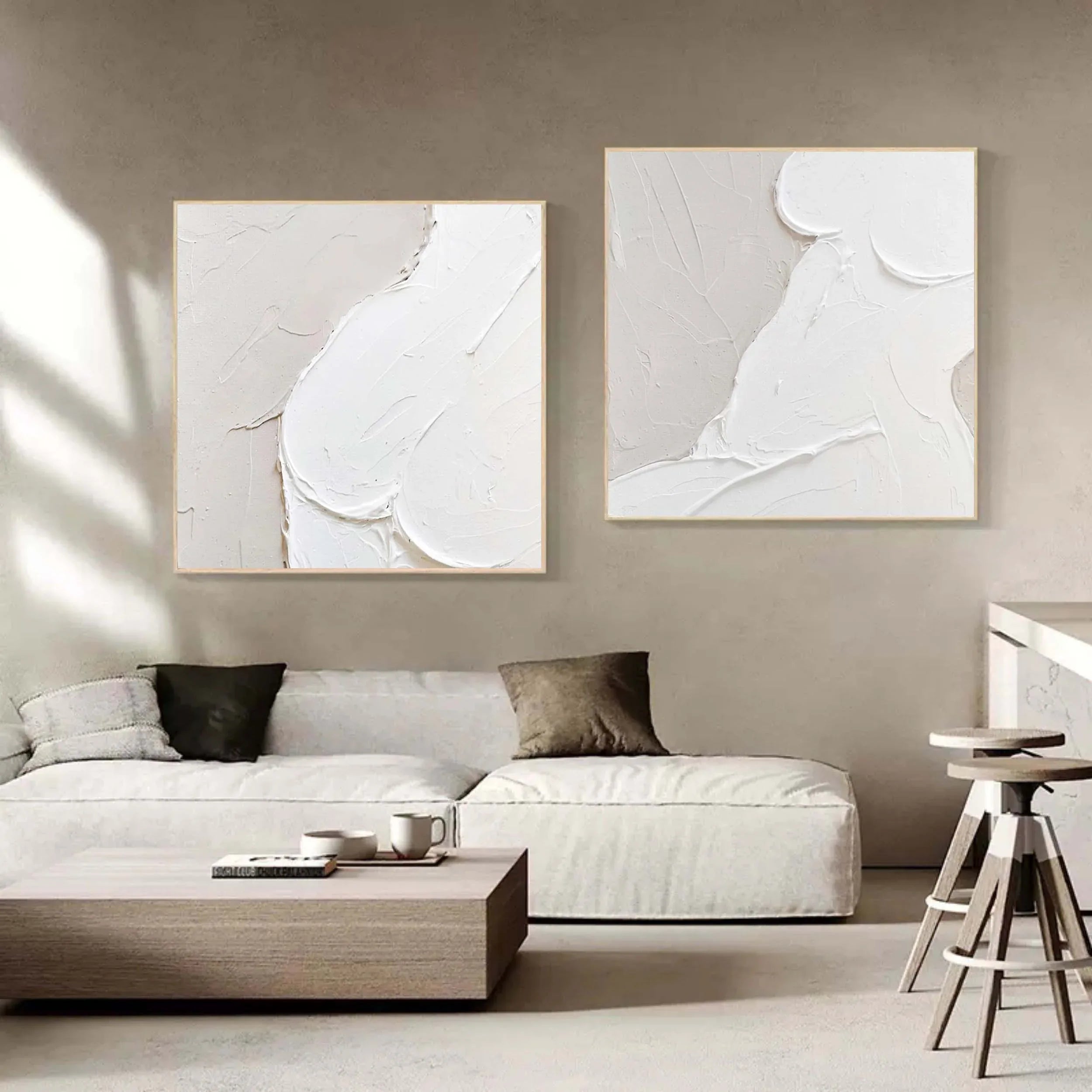 Abstract Whispers Diptych Set Of 2-Modern Minimalist Three-Dimensional Abstract Wall Art