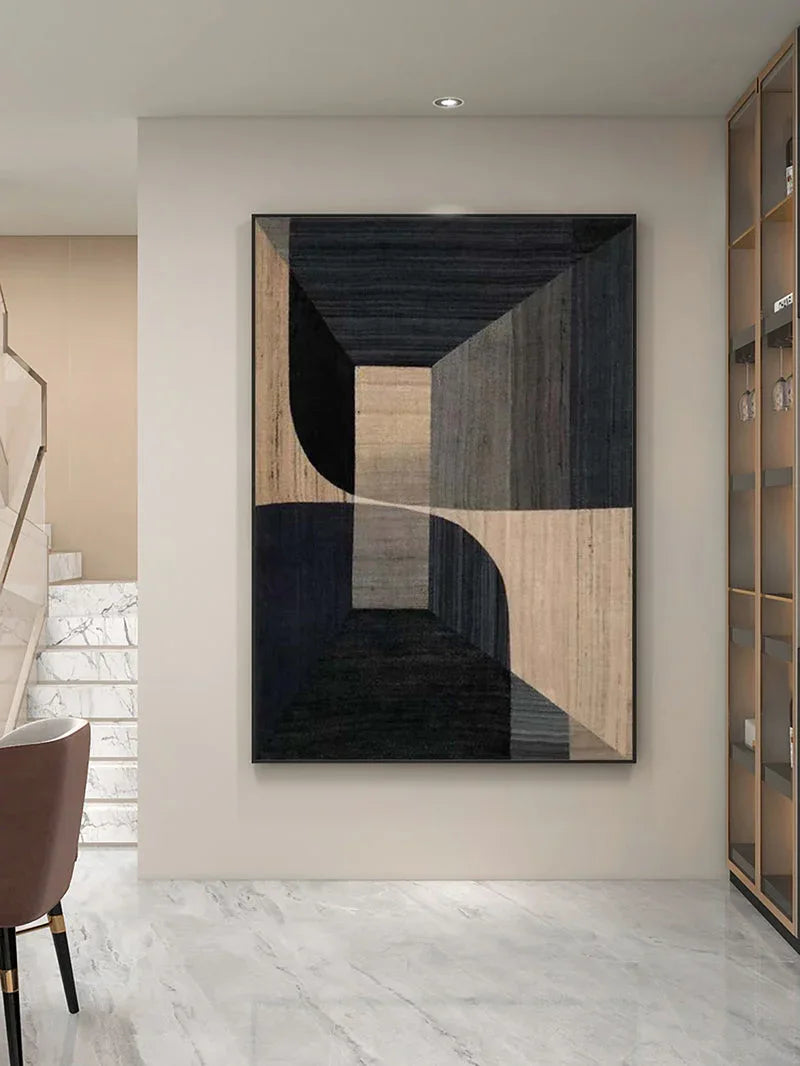Geometric Tranquility-Geometric Space Abstract Wall Art with Extremely Simple Style