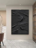 Midnight Layers-Modern Minimalist Home Black Abstract Texture Wall Art