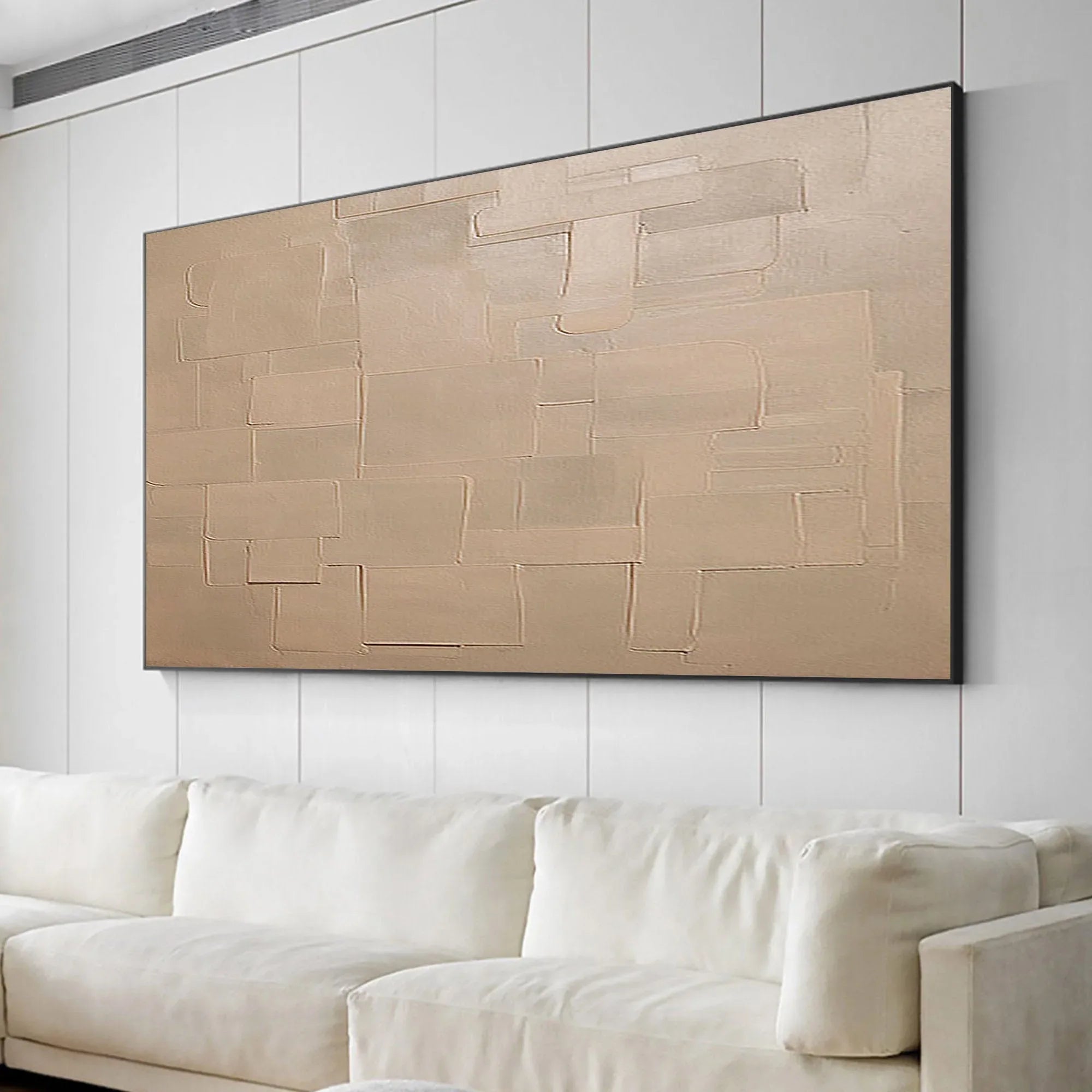 Pale Block Echo-Minimalist Light Brown Geometric Block Texture Wall Art