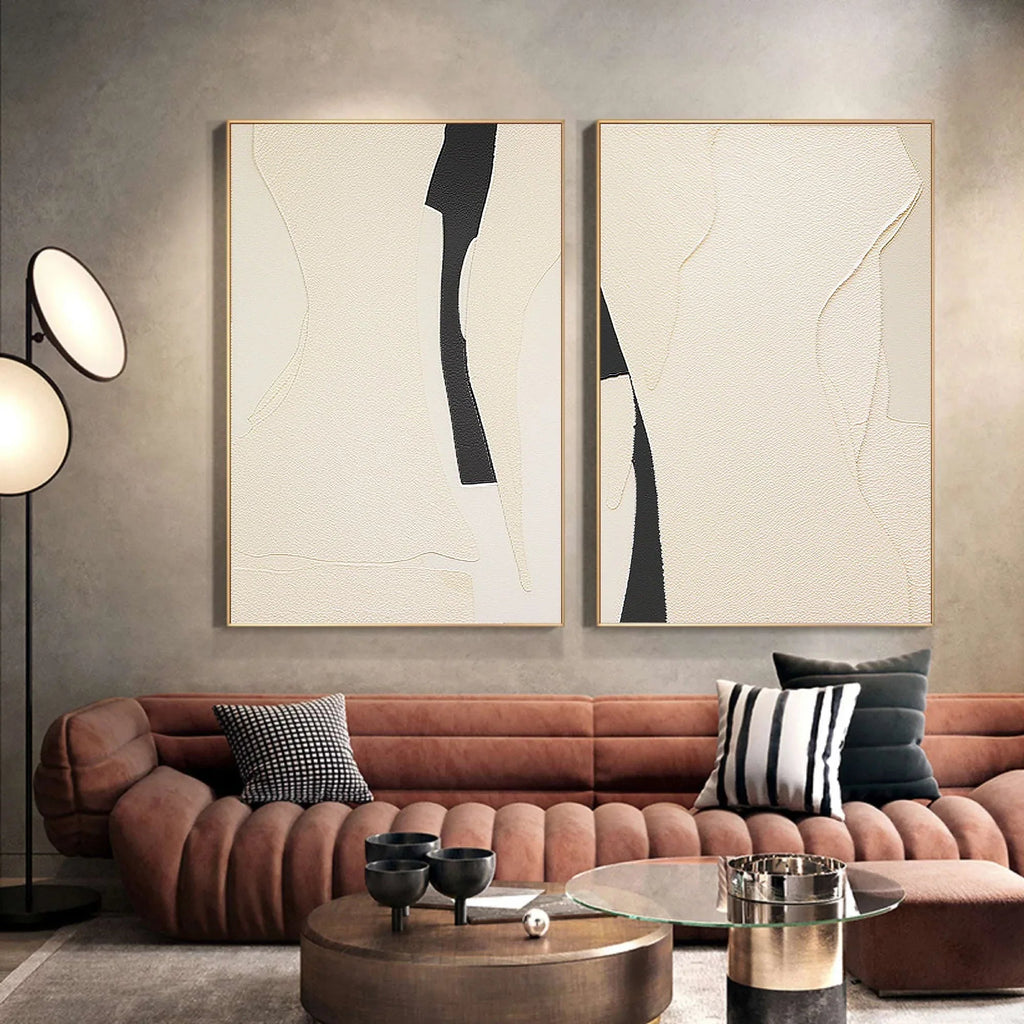 Modern Silhouettes SET OF 2-Minimalist Abstract Texture Symmetrical Wall Art