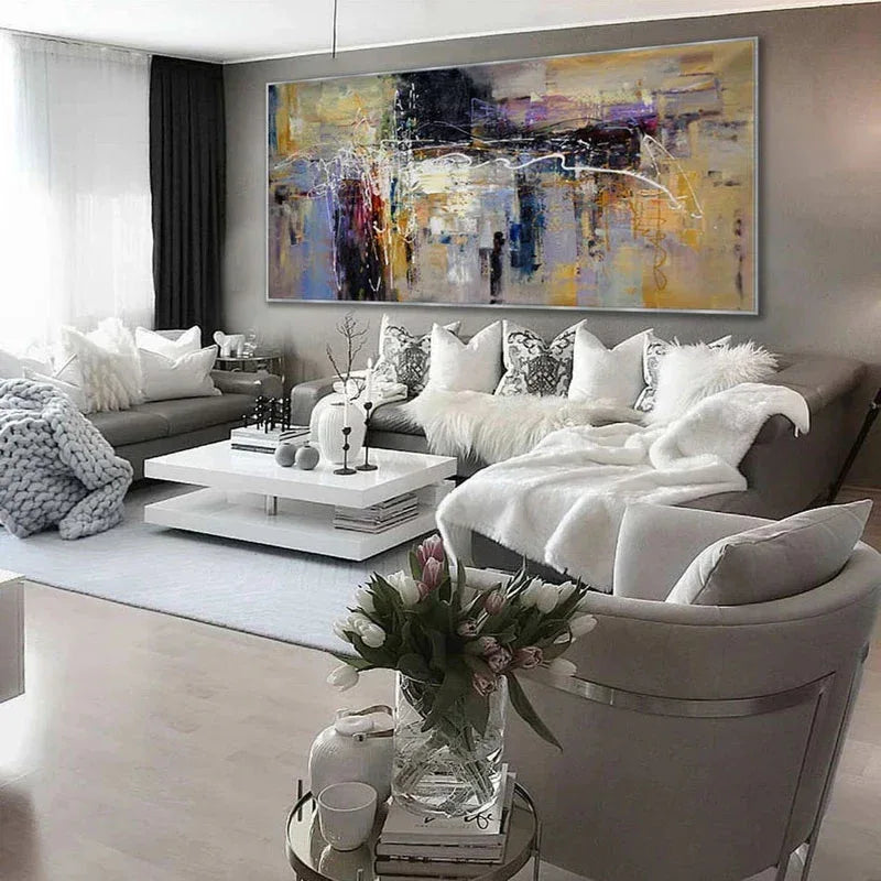 Asymmetrical Reflection-Abstract Color Symphony Texture Oil Painting Wall Art