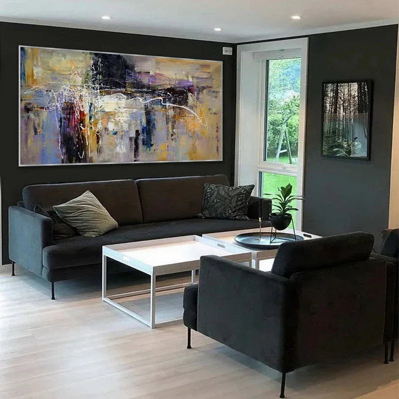 Asymmetrical Reflection-Abstract Color Symphony Texture Oil Painting Wall Art