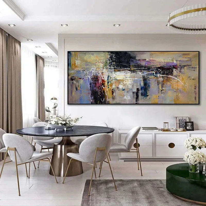 Asymmetrical Reflection-Abstract Color Symphony Texture Oil Painting Wall Art