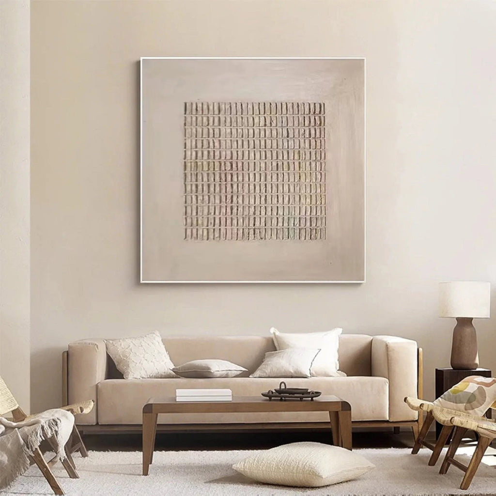 Grid Pulse-Modern Minimalist Texture Grid Wall Art With Subtle Depth#WB11001