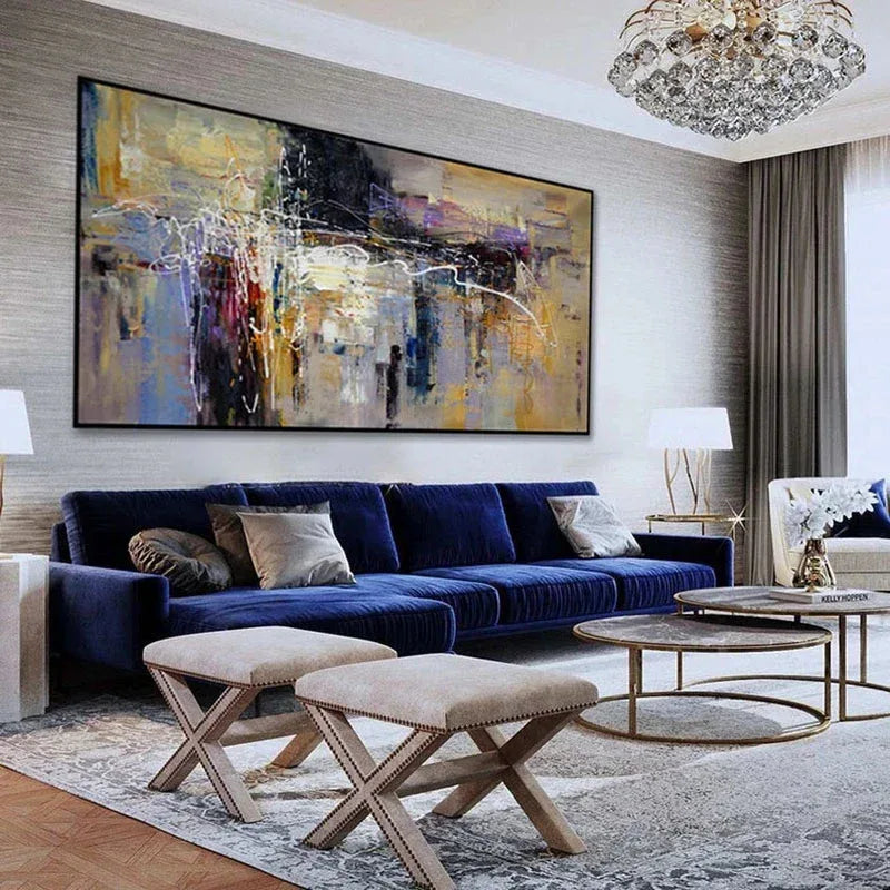 Asymmetrical Reflection-Abstract Color Symphony Texture Oil Painting Wall Art