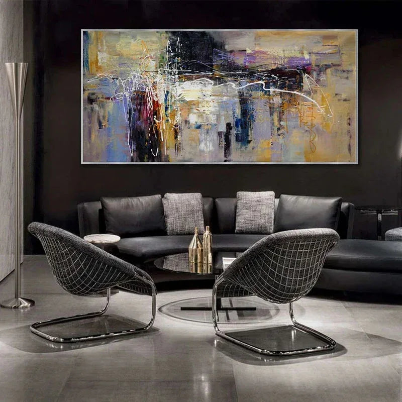 Asymmetrical Reflection-Abstract Color Symphony Texture Oil Painting Wall Art