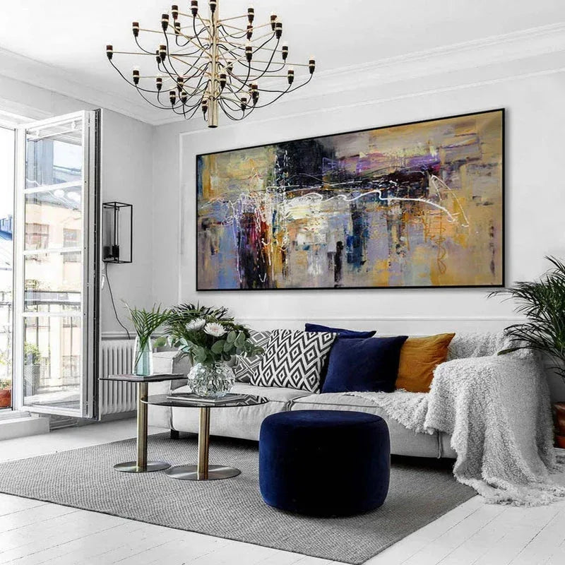 Asymmetrical Reflection-Abstract Color Symphony Texture Oil Painting Wall Art