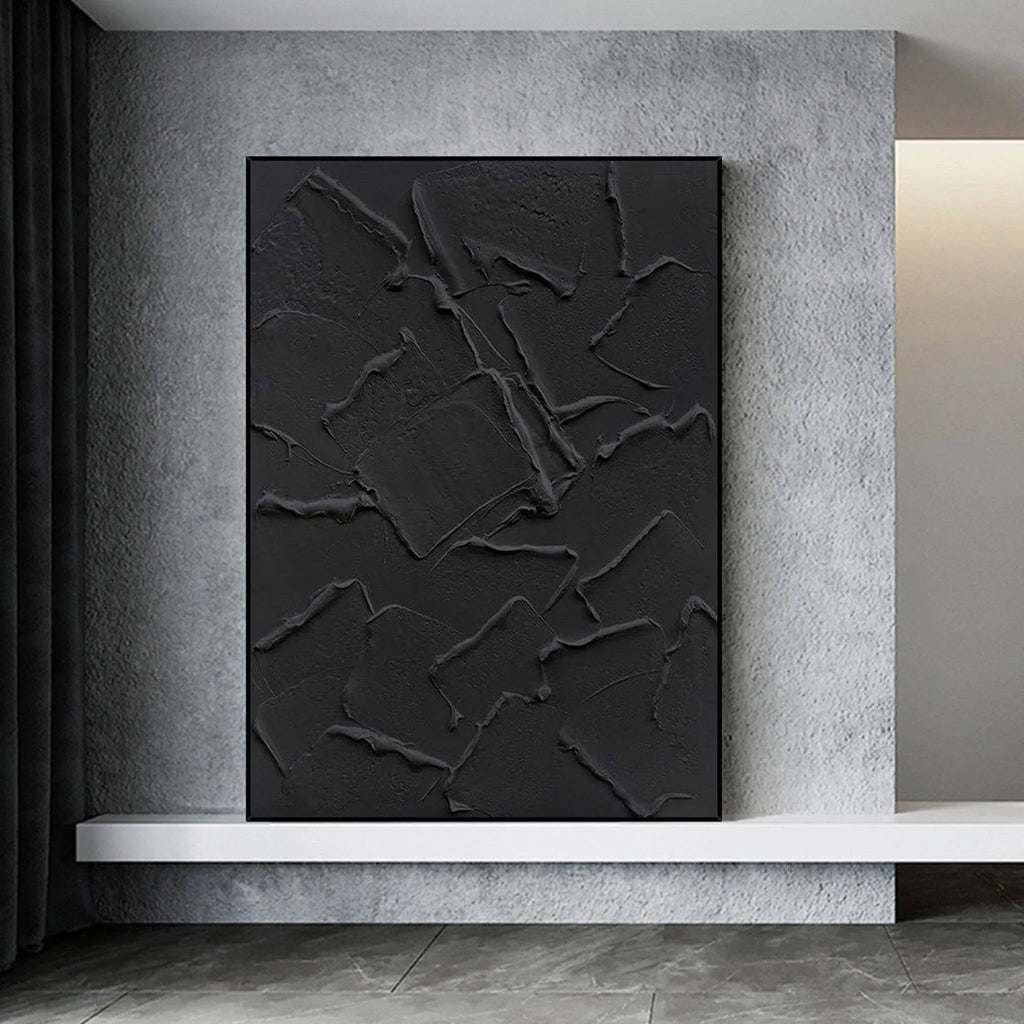 Shadow Layers-Minimalist pure black three-dimensional abstract wall art