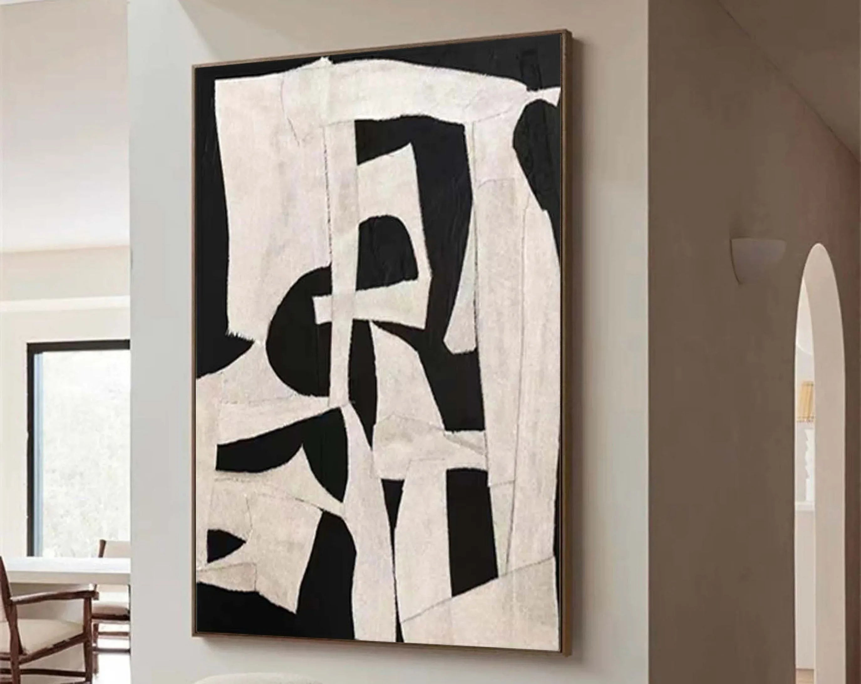 Abstract Harmony-Modern Minimalist Decoration Black and White Geometric Block Abstract Wall Art