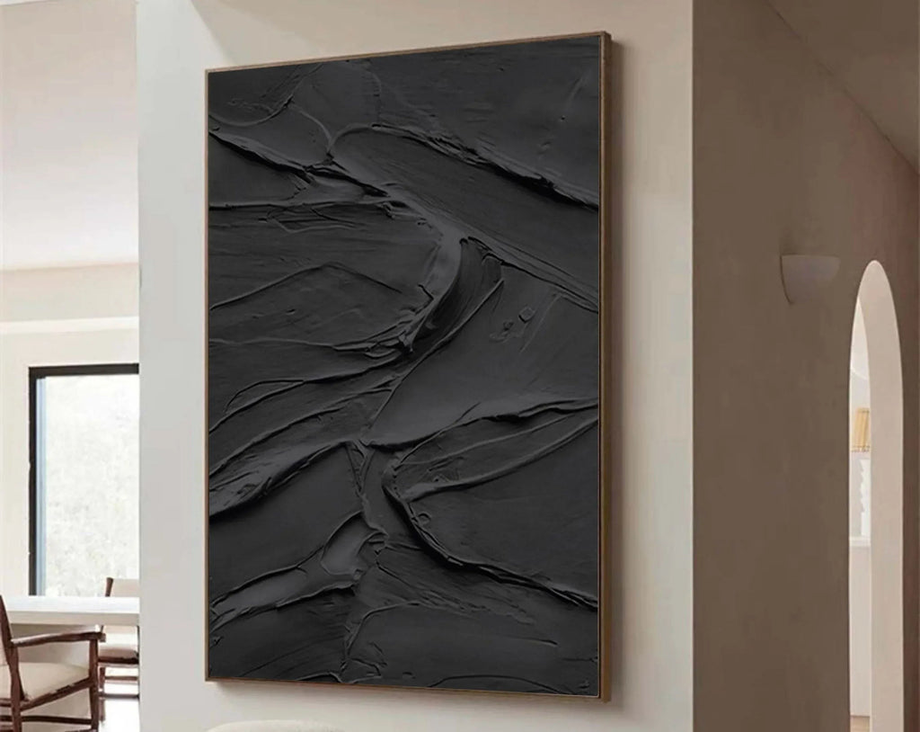 Midnight Layers-Modern Minimalist Home Black Abstract Texture Wall Art