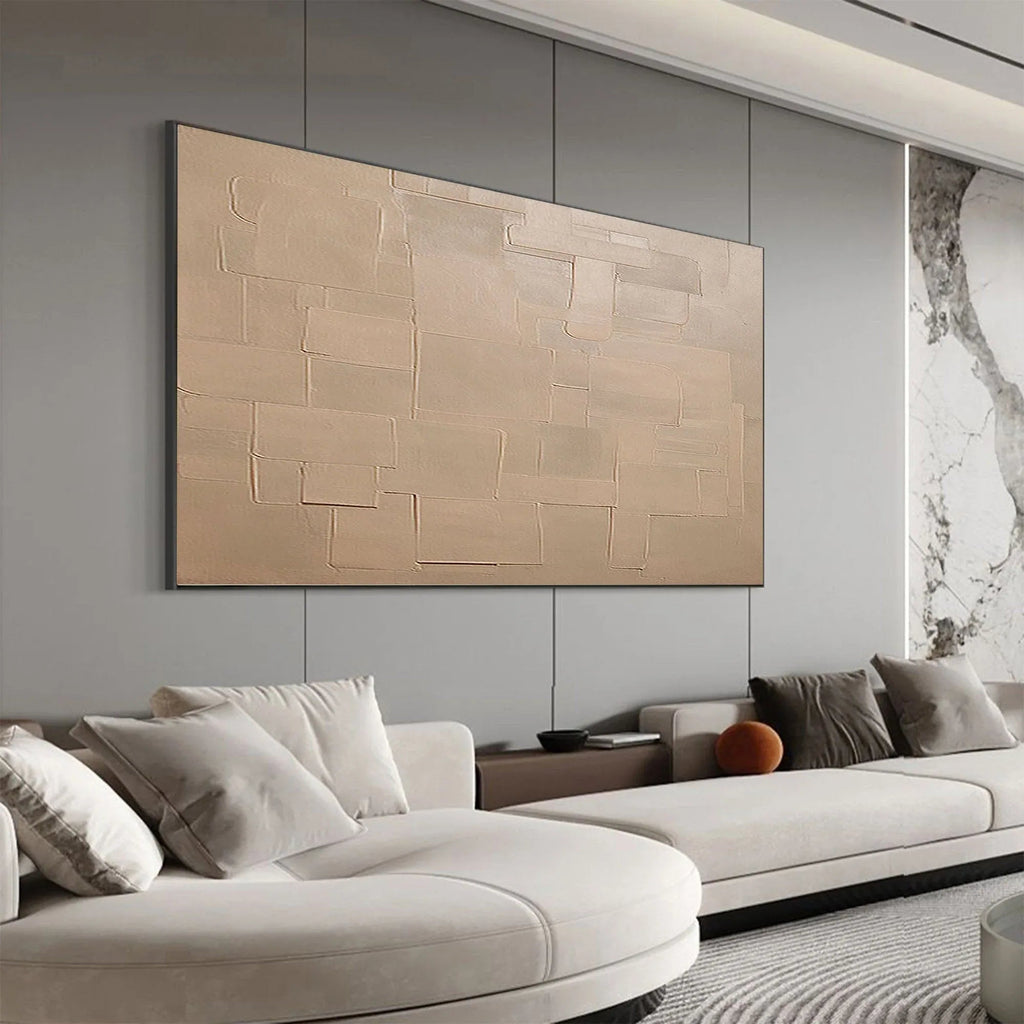 Pale Block Echo-Minimalist Light Brown Geometric Block Texture Wall Art