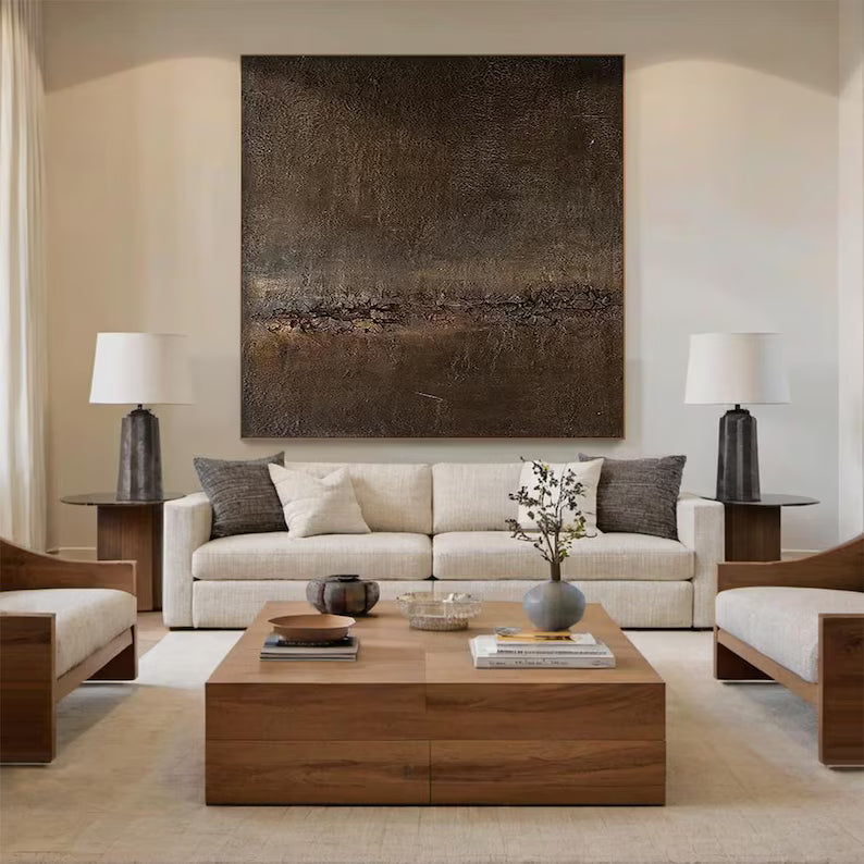 Silent Rift – Large Textured Wabi-Sabi Abstract Canvas Art#AB14063