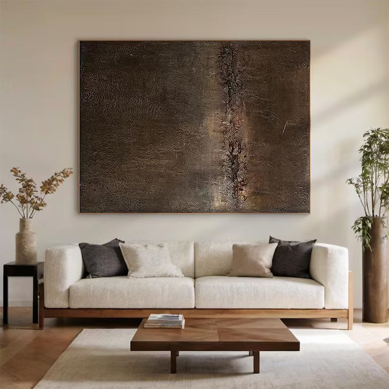 Silent Rift – Large Textured Wabi-Sabi Abstract Canvas Art#AB14063