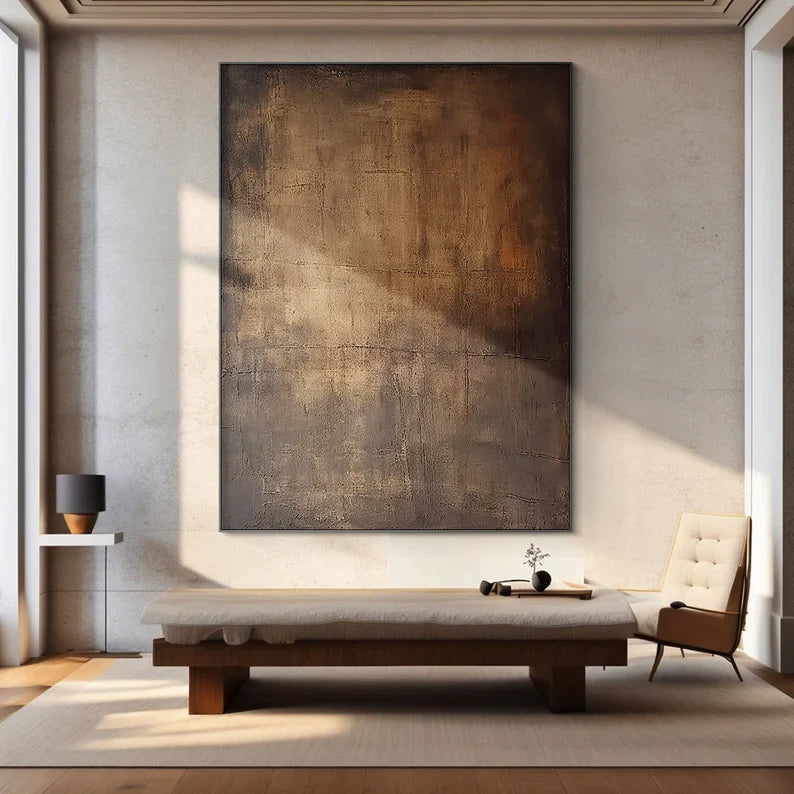 Bronze Silence – Large Textured Wabi-Sabi Abstract Canvas Art#AB14062