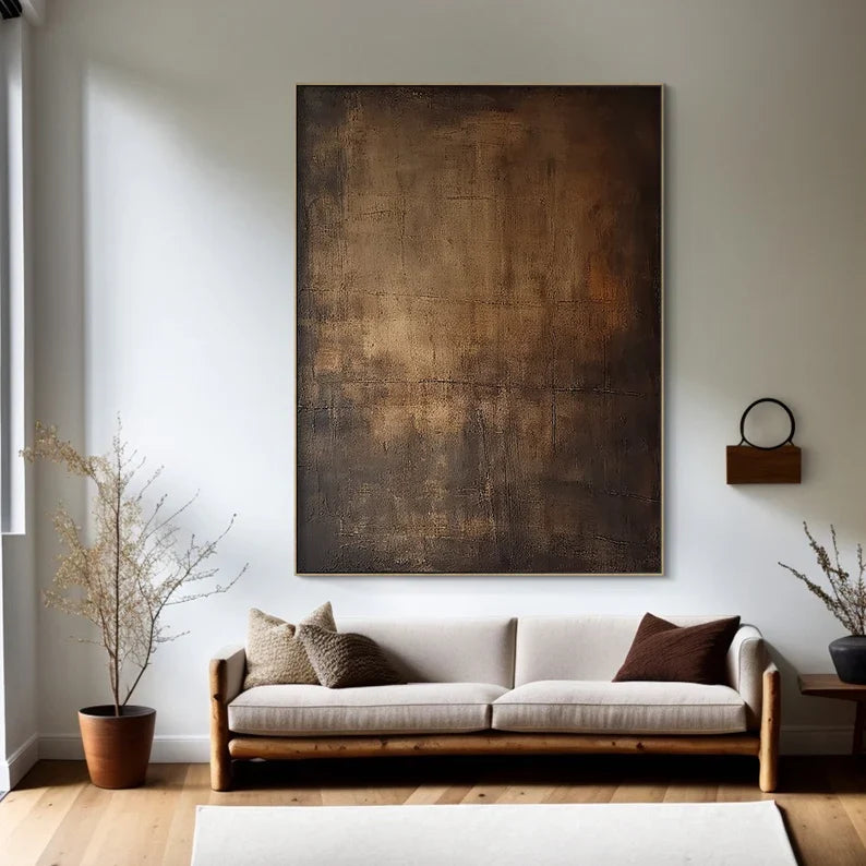 Bronze Silence – Large Textured Wabi-Sabi Abstract Canvas Art#AB14062