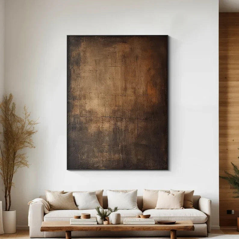 Bronze Silence – Large Textured Wabi-Sabi Abstract Canvas Art#AB14062