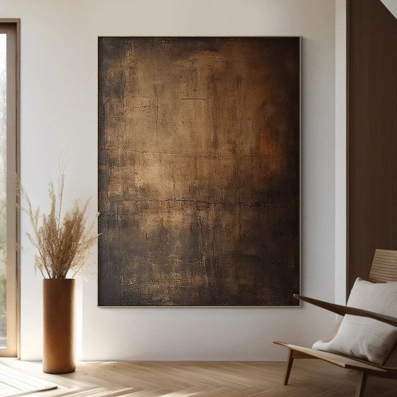 Bronze Silence – Large Textured Wabi-Sabi Abstract Canvas Art#AB14062