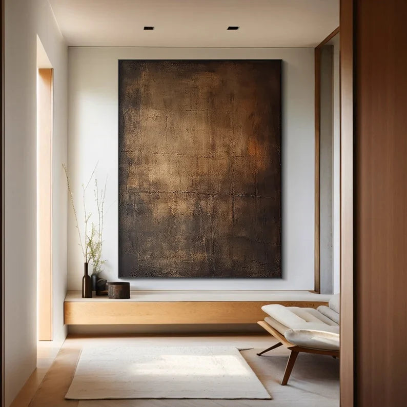 Bronze Silence – Large Textured Wabi-Sabi Abstract Canvas Art#AB14062