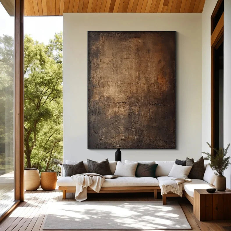 Bronze Silence – Large Textured Wabi-Sabi Abstract Canvas Art#AB14062